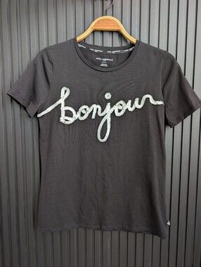 Karl Lagerfeld 'Bonjour' Black T-Shirt Size S